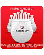 Wilson Staff DUO Soft + Golfbälle 12er Pack + 20er Tin of Tees - Individuell bedruckt